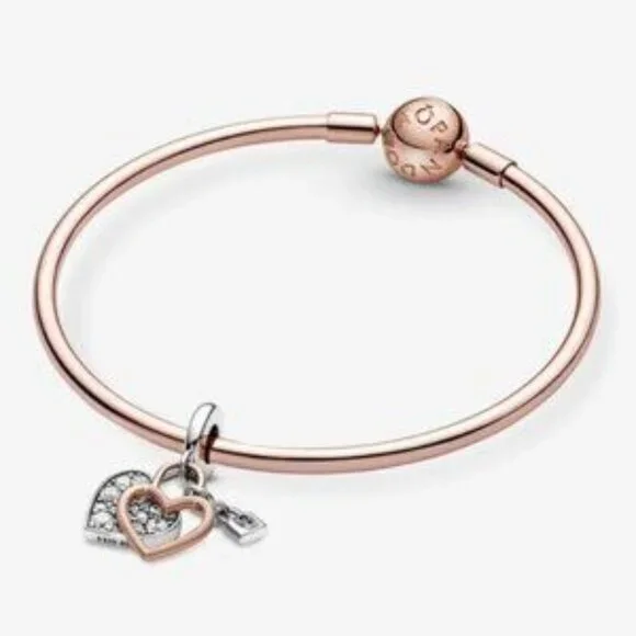 Pandora Heart Padlock Double Dangle Charm - Picture 4 of 5